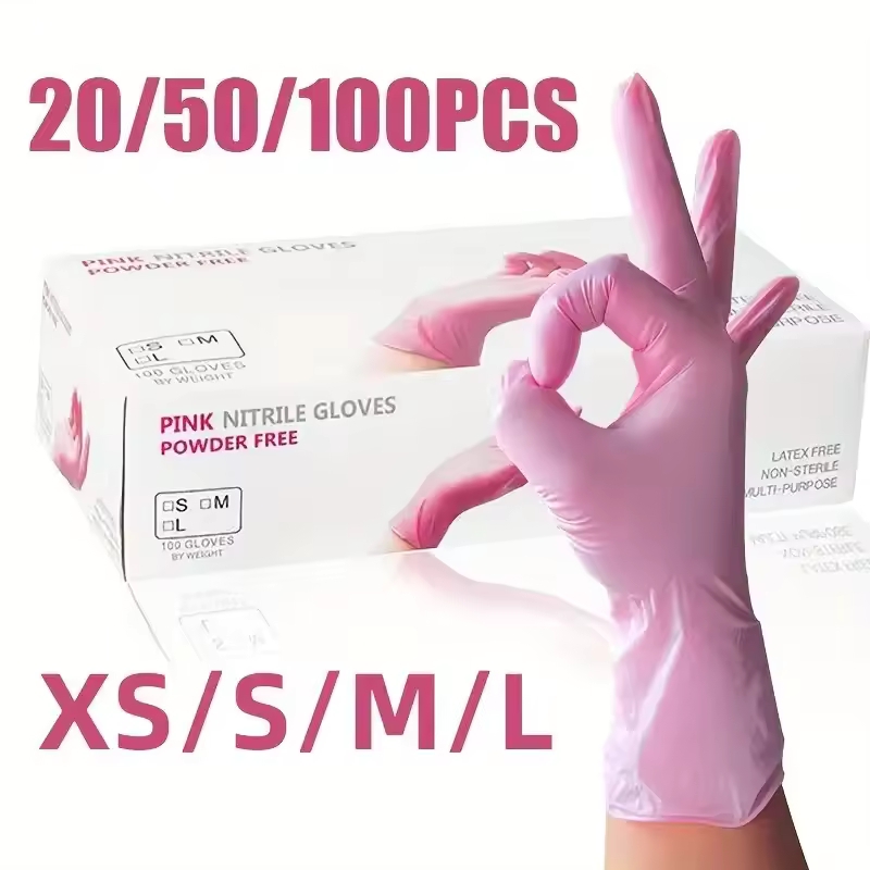 Nitrile Mechanic Glove - 20/50/100PCS Pink Disposable Gloves Non-Sterile Nitrile