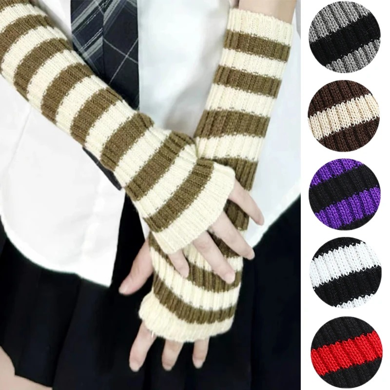 Fingerless Glove Knit - Women's Knitted Fingerless Arm Sleeves Gothic