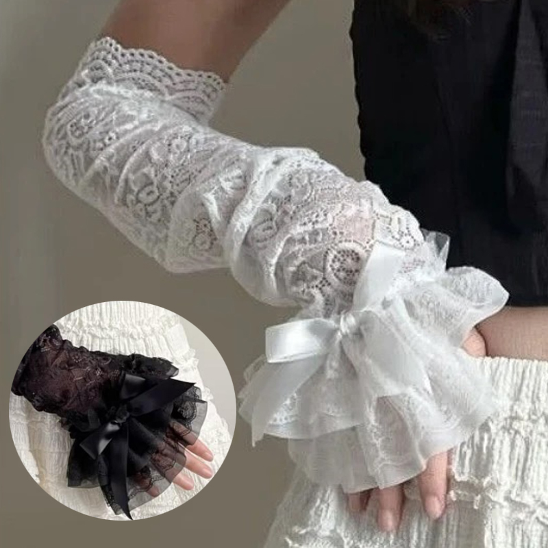 Hollow Out Lace Long Arm Sleev - Fingerless Glove Knit recension och pris