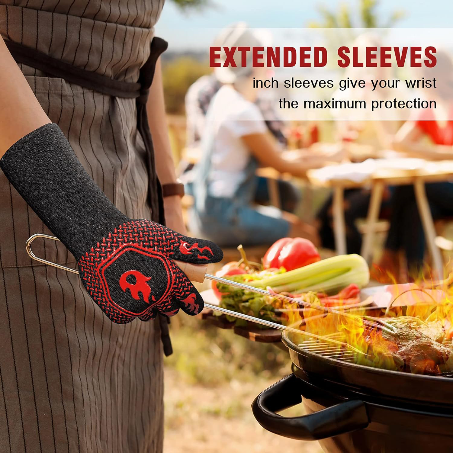 BBQ Grill Gloves High Temp Res - Oven Mitt Silicone recension och pris