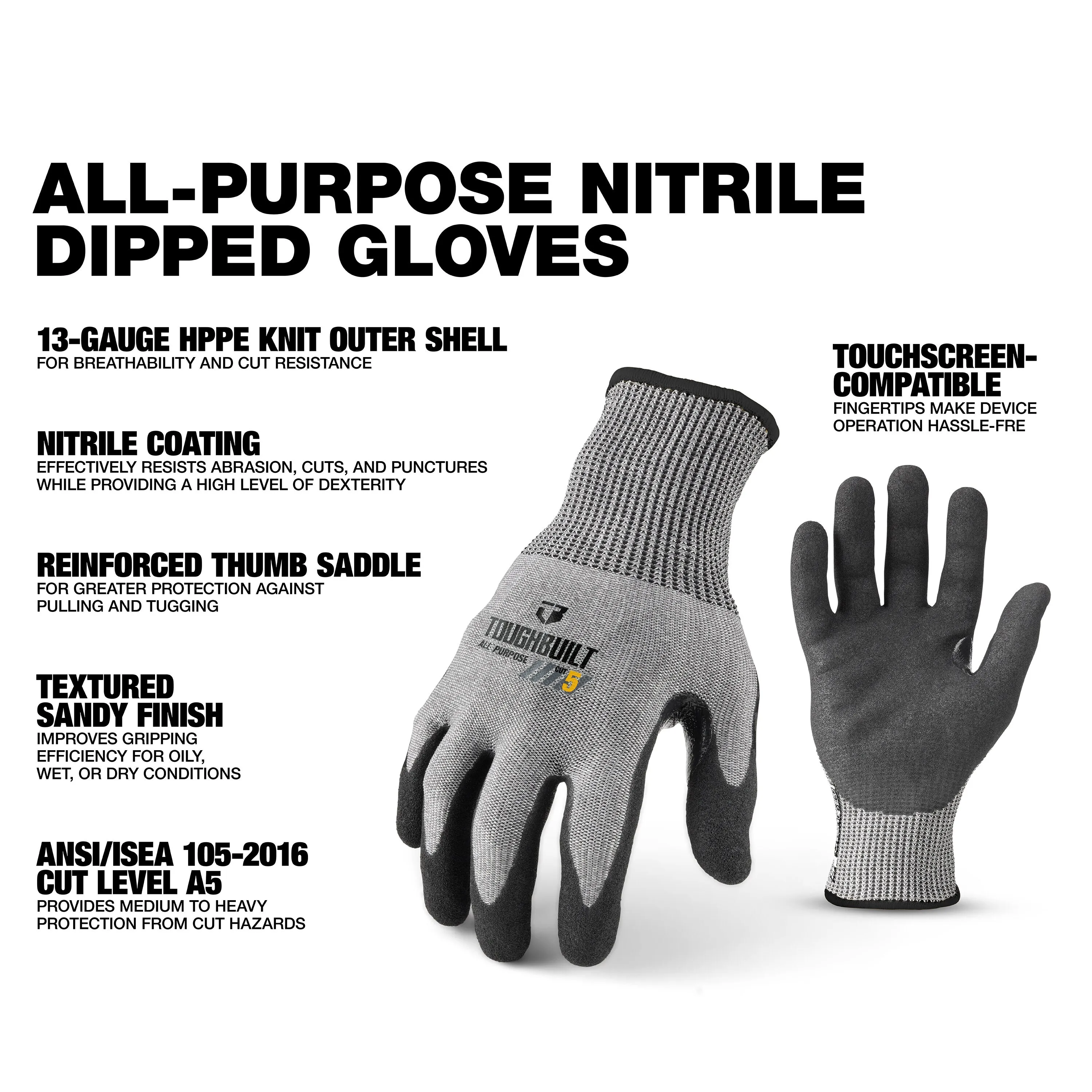 TOUGHBUILT TB-P2-112-5-L Nitri - Nitrile Mechanic Glove recension och pris
