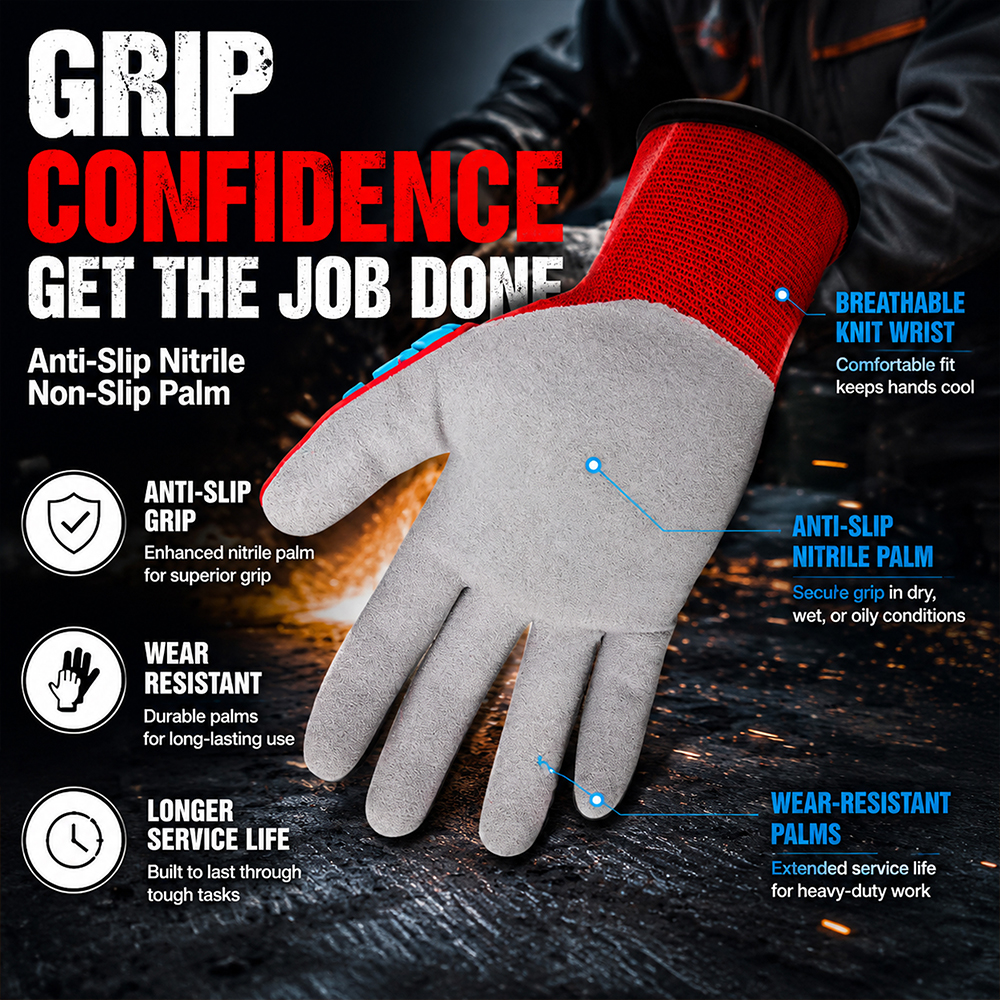 Anti-Impact Anti-Slip Nitrile  - Work Glove Impact recension och pris
