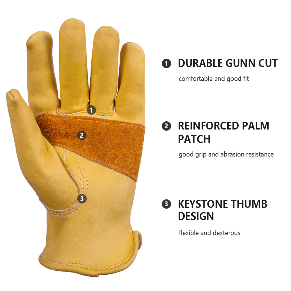 1 Pair Cowhide Heavy Duty Secu - Leather Driving Glove recension och pris