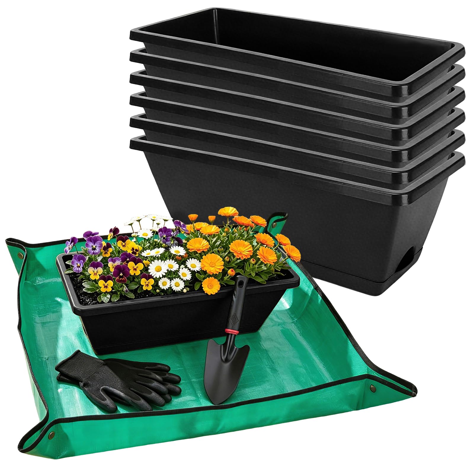 7 Black 17-Inch Rectangular Pl - Gardening Glove Waterproof recension och pris
