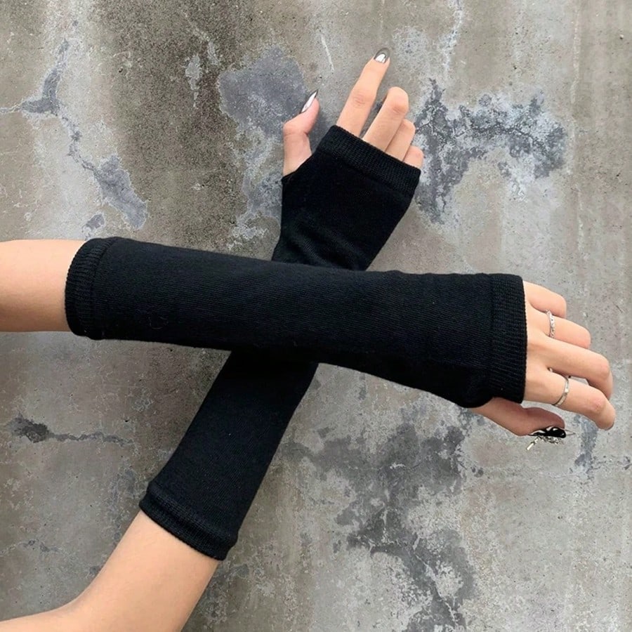 1 Pair Y2K Punk Striped Knitte - Fingerless Glove Knit recension och pris