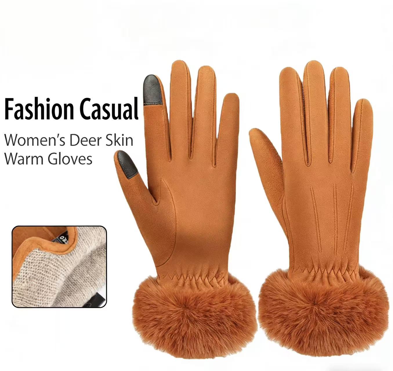 Women's Deerskin Warm Gloves A - Wool Glove Lined recension och pris