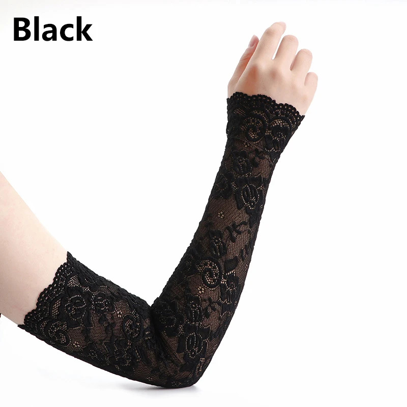 1 Pair  Sunscreen Lace Arm Sle - Fingerless Glove Knit recension och pris
