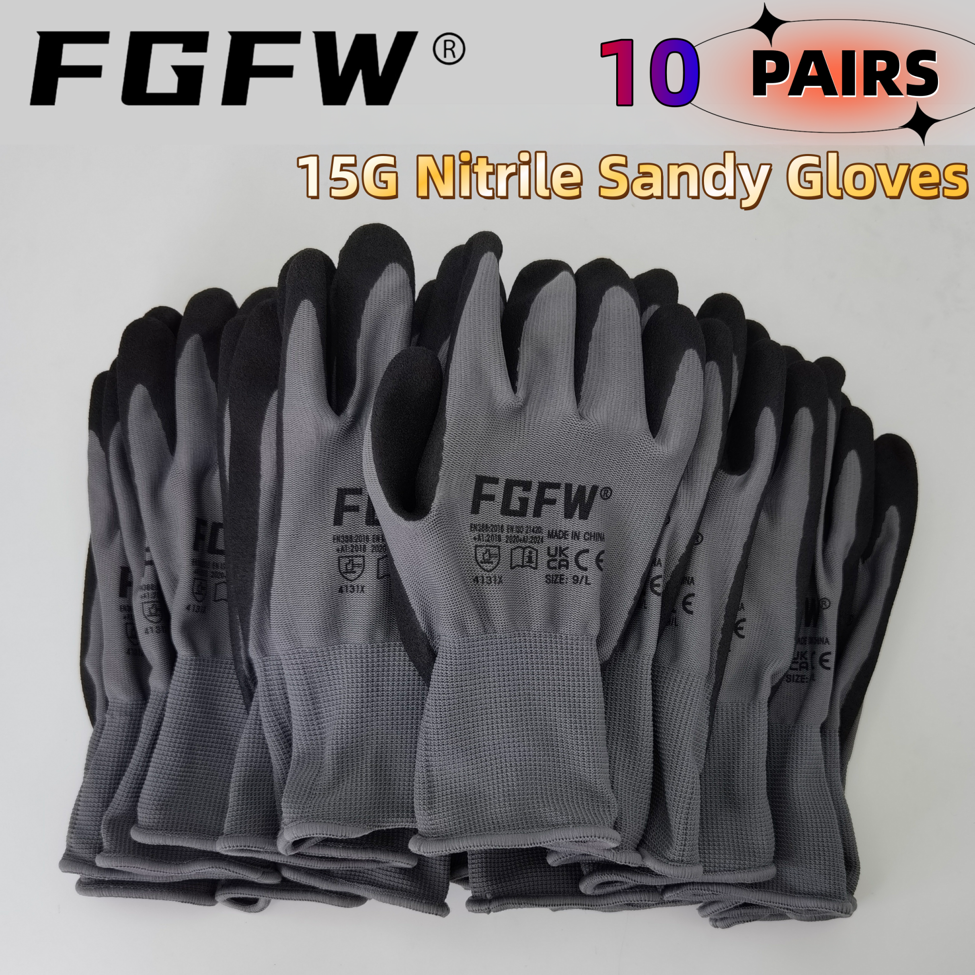 FGFW 10 Pairs Gray Nitrile San - Nitrile Mechanic Glove recension och pris
