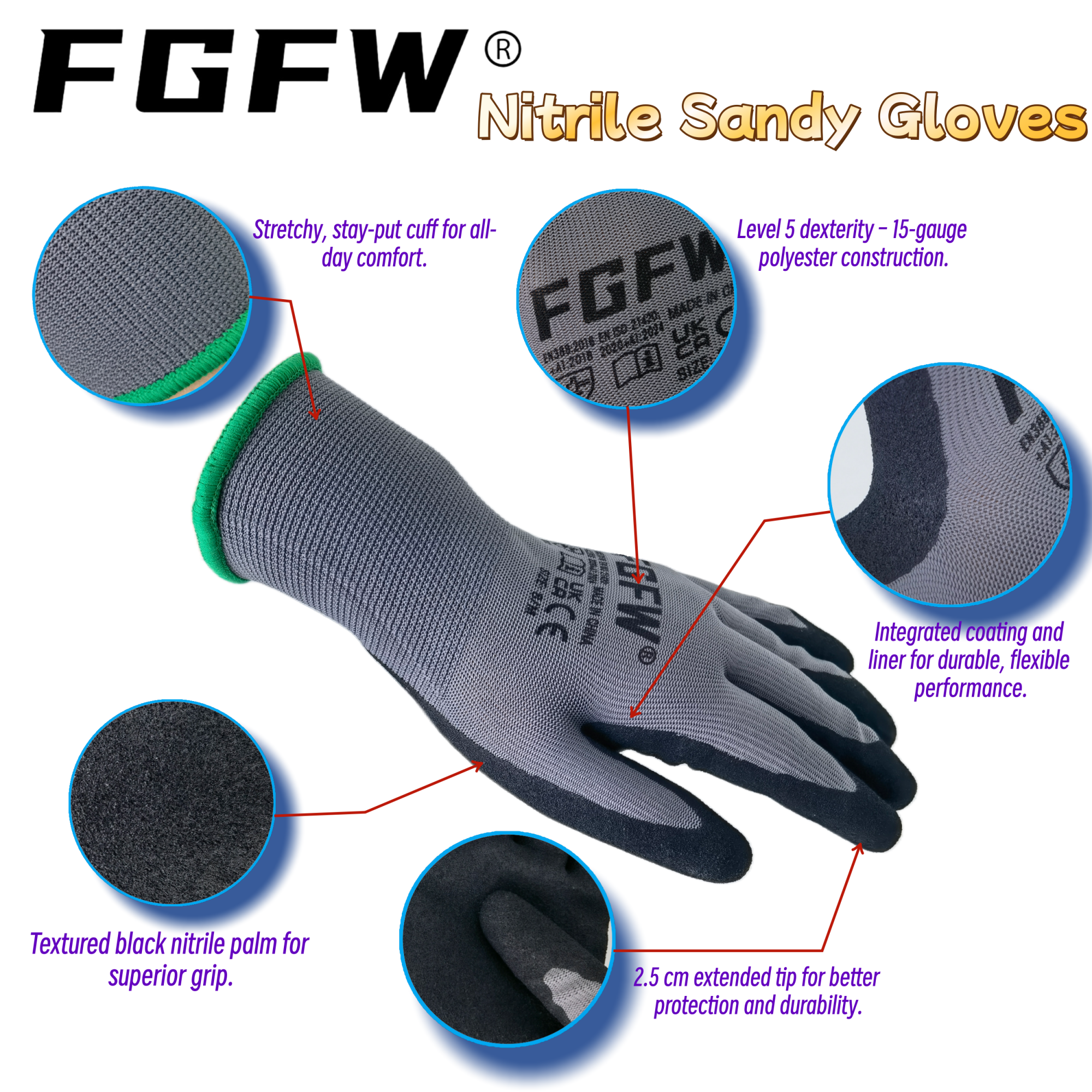 FGFW 10 Pairs Gray Nitrile San - Nitrile Mechanic Glove recension och pris