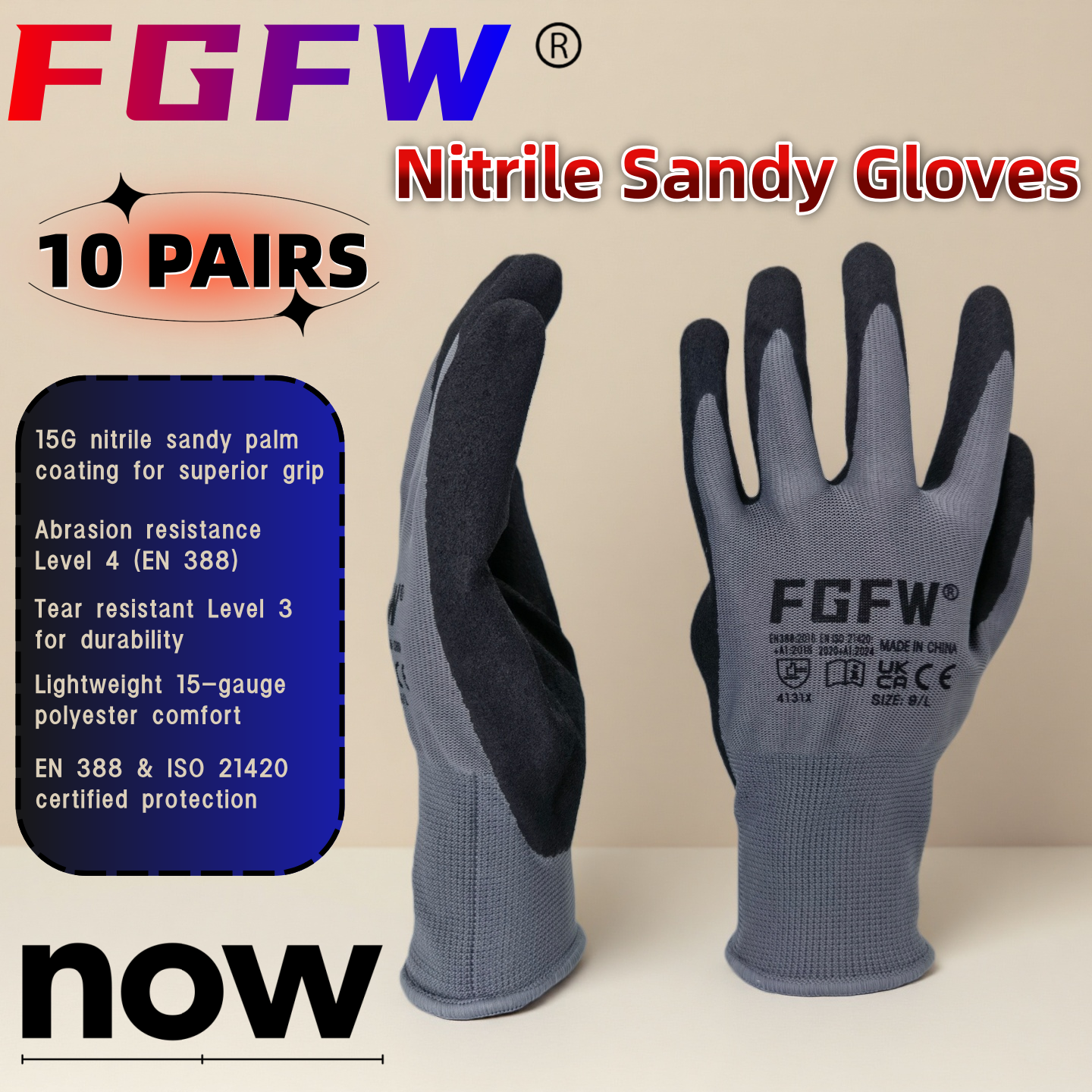FGFW 10 Pairs Gray Nitrile San - Nitrile Mechanic Glove recension och pris