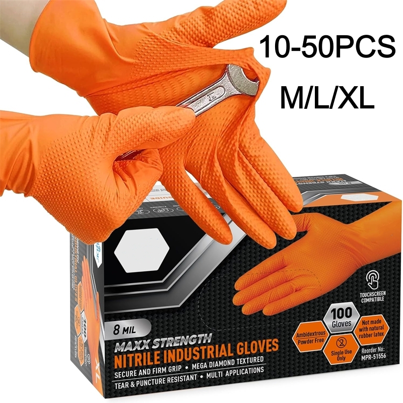 Heavy Duty Orange Nitrile Glov - Nitrile Mechanic Glove recension och pris