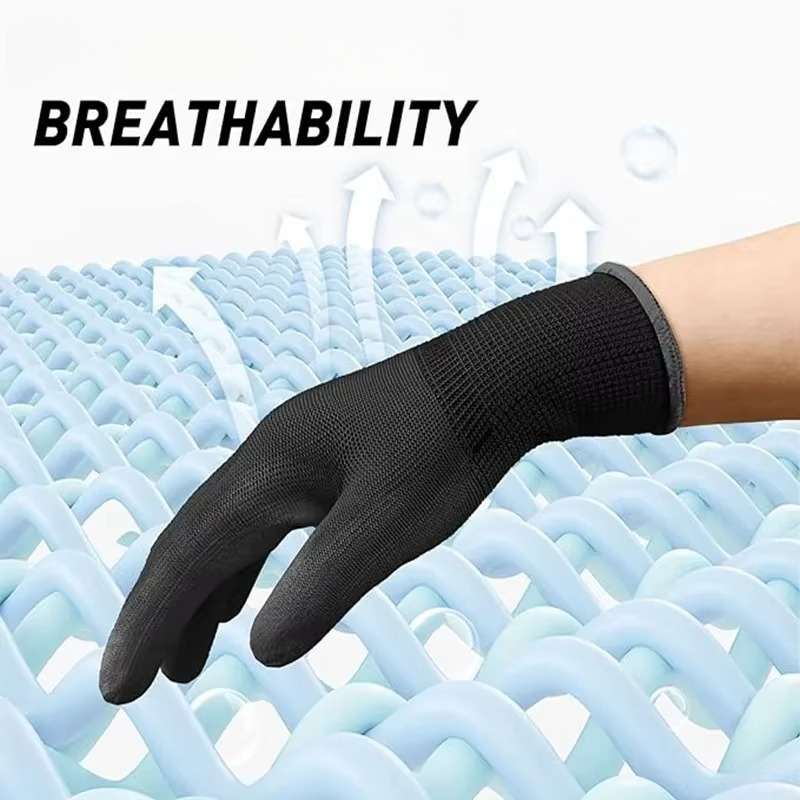 6/12/18PCS Black PU Coating Gl - Nitrile Mechanic Glove recension och pris
