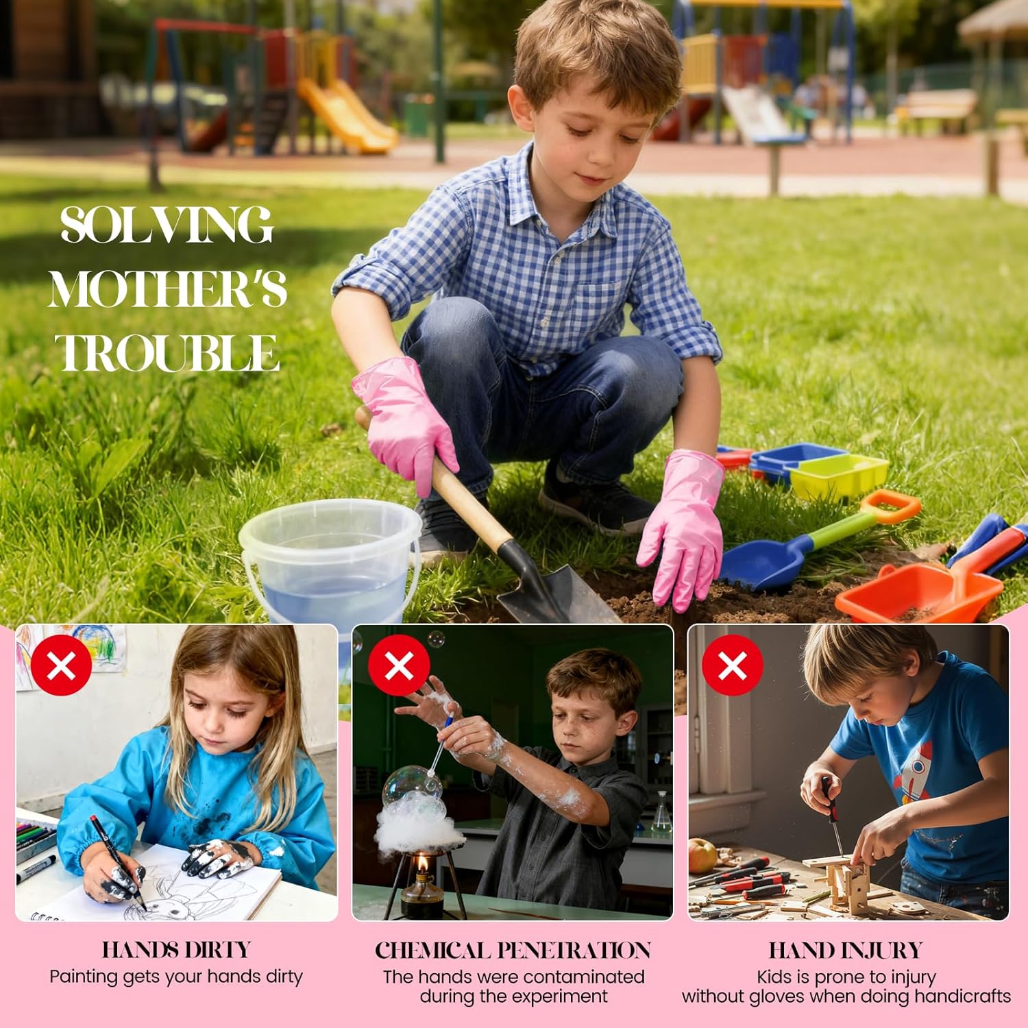 Kids Disposable Gloves for 3-8 - Latex Disposable Glove recension och pris
