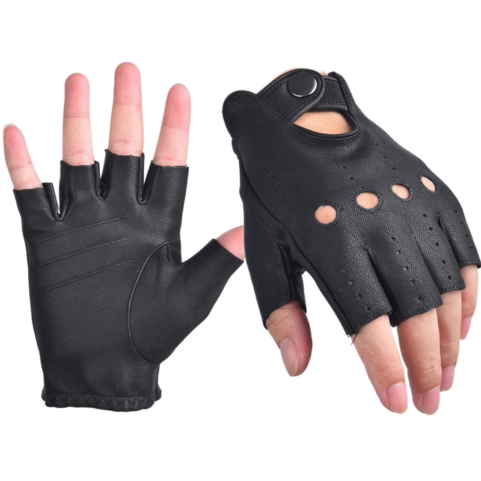 Mens Fingerless Gloves Half Fi - Leather Driving Glove recension och pris
