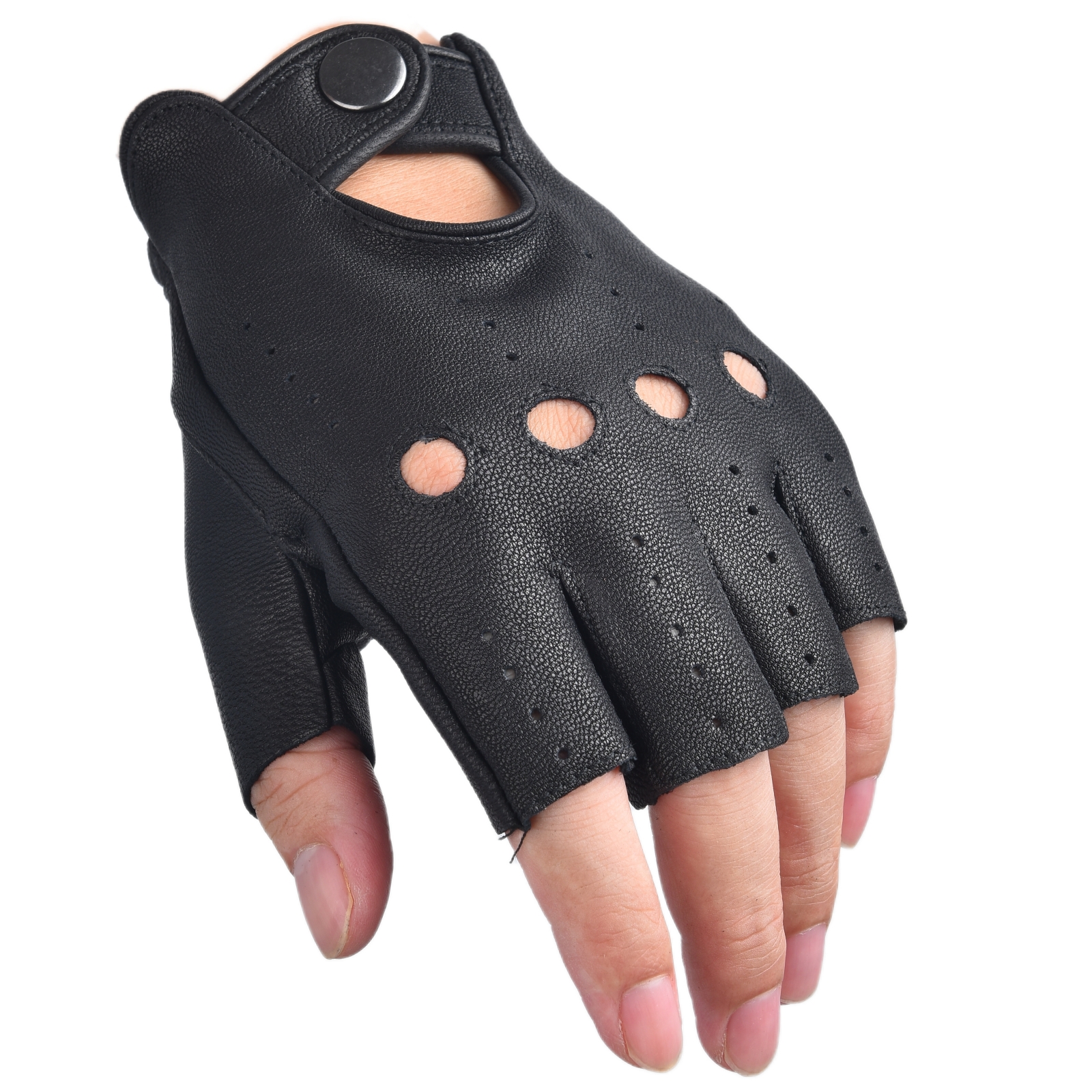 Mens Fingerless Gloves Half Fi - Leather Driving Glove recension och pris
