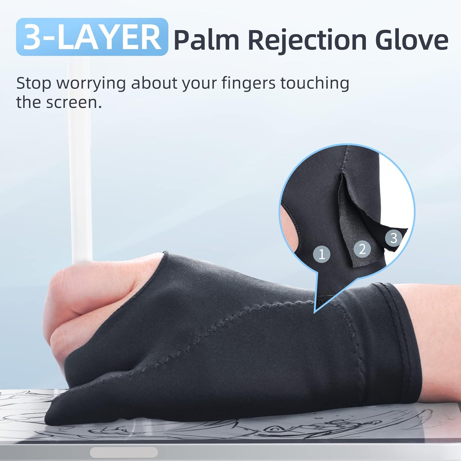 2-Pack Drawing Glove with Palm - Touchscreen Glove Capacitive recension och pris